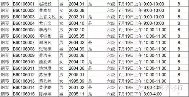 2015中央音乐学院音乐考级--(龙岩考级时间)